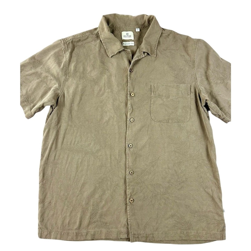 Solitude Men's Silk Short Sleeve Button-Up Shirt